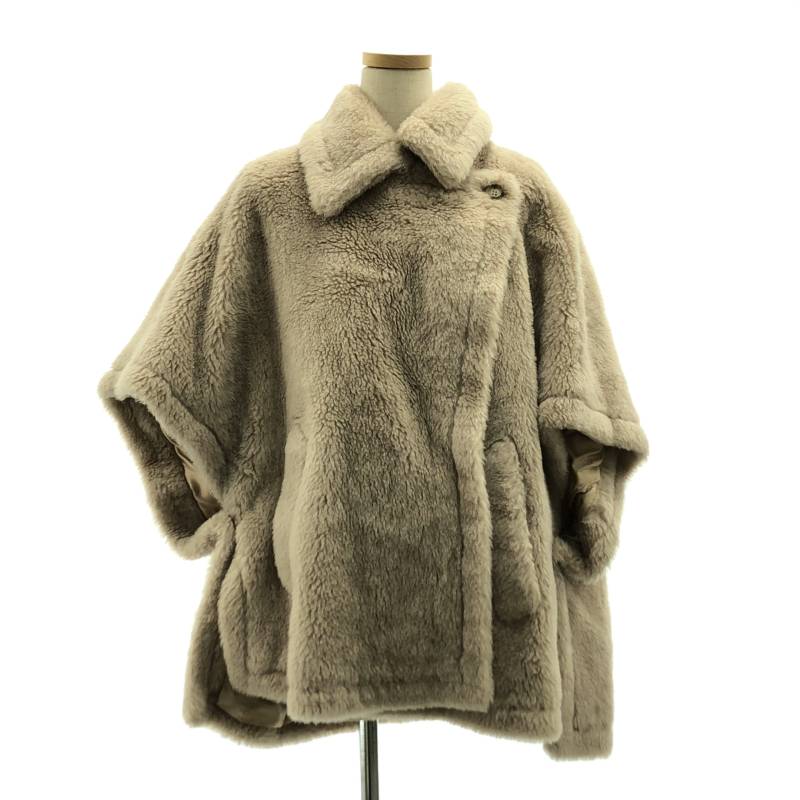 Rakuten - 【美品】 Max Mara / マックスマーラ | アルパカ シルクブレド ボア テディベア ケープ ポンチョ / ロゴ総裏地 | UNI | ベージュ | レディース
