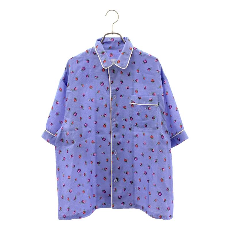 JANE SMITH / ジェーンスミス | 2025SS | CUPRO FLOWER PRINT PIPING OPEN COLLAR SHIRTS フラワープリント オープンカラーシャツ | 38 | ブルー | レディース