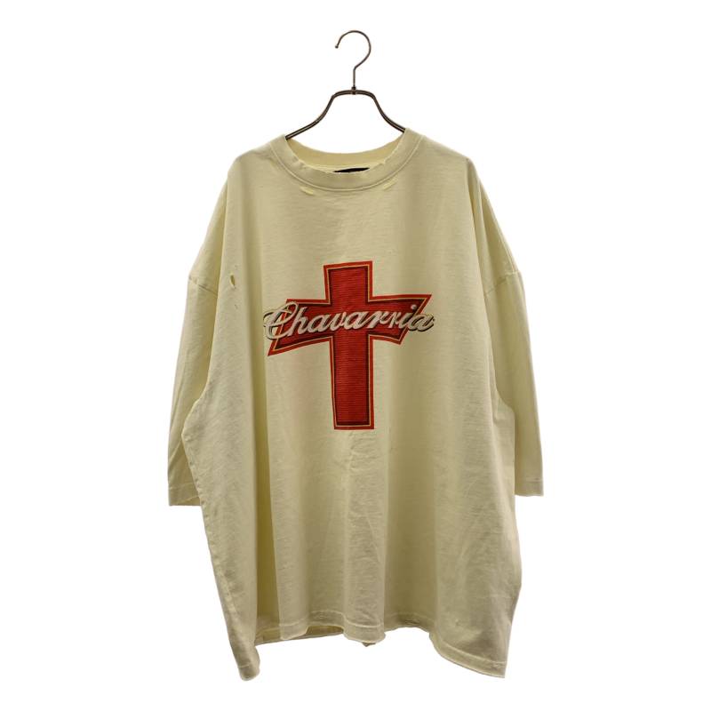 Rakuten - WILLY CHAVARRIA / ウィリーチャバリア | ダメージ加工 オーバーシルエット ロゴ プリント Tシャツ カットソー | M | エクリュ系 | メンズ