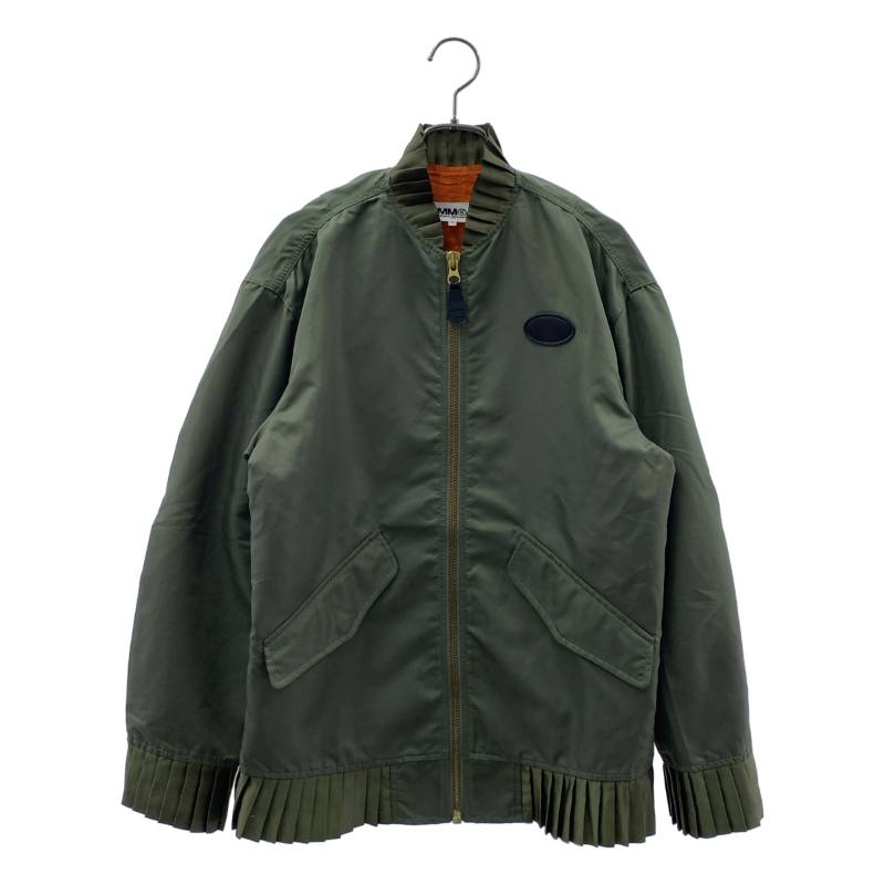 Rakuten - MM6 Maison Margiela / エムエムシックスメゾンマルジェラ | レザーパッチ プリーツ装飾 ミリタリー ブルゾン ジャケット | 36 | カーキ | レディース