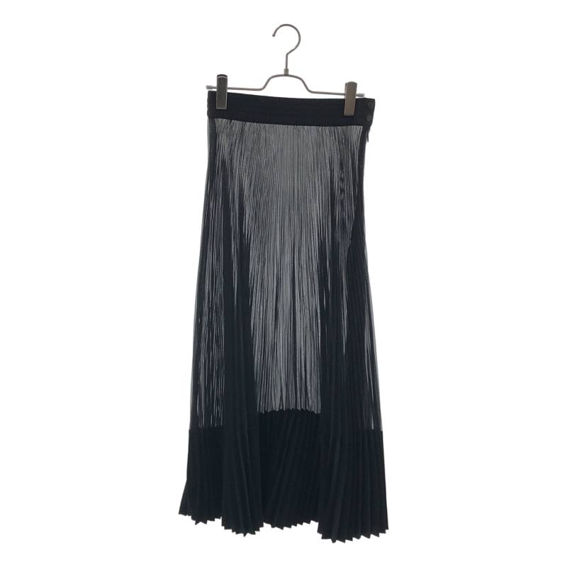  HYKE / ハイク | 2025SS | TAFFETA × ORGANDY PLEATED SKIRT / タフタ オーガンジー プリーツスカート | 1 | ブラック | レディース