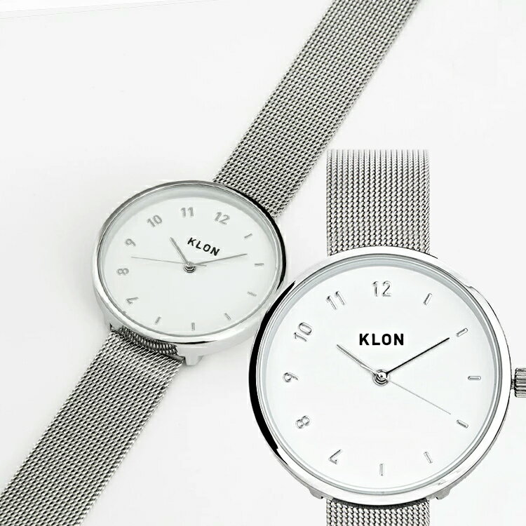 腕時計 モノトーン ビジネス ステンレス ベルト シンプル ペア腕時計 お揃い ペア カップル 記念日 プレゼント 大人 母の日 ギフトメンズ レディース オールジェンダー ジェンダーレス ブランド KLON CONNECTION ELFIN LATTER -SILVER MESH- 33mm