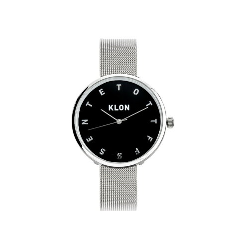 【ポイント10倍】 KLON ALPHABET TIME -SILVER MESH- 【BLACK SURFACE】 Ver.SILVER 33mm , クローン レディース メンズ 腕時計 シルバー シンプル モノトーン モノクロ 誕生日 腕時計 お揃い 祝い ギフト プレゼント 父の日