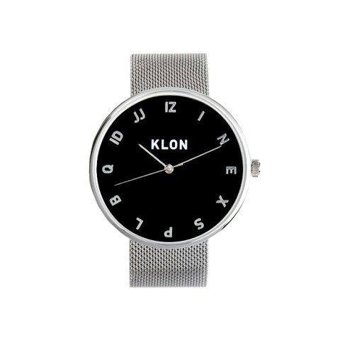 【ポイント10倍】 KLON MOCK NUMBER -SILVER MESH-【BLACK SURFACE】Ver.SILVER 40mm , クローン レディース メンズ 腕時計 シルバー シンプル モノトーン モノクロ 誕生日 腕時計 お揃い 祝い ギフト プレゼント 父の日