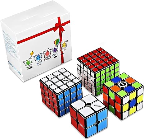 FAVNIC 魔方 マジックキューブ 4個セット【2×2、3×3、4×4、5×5】 立体パズル 競技用 ポップ防止 室内遊び 知育玩具 (無磁ギフト版) 対象年齢：6歳以上