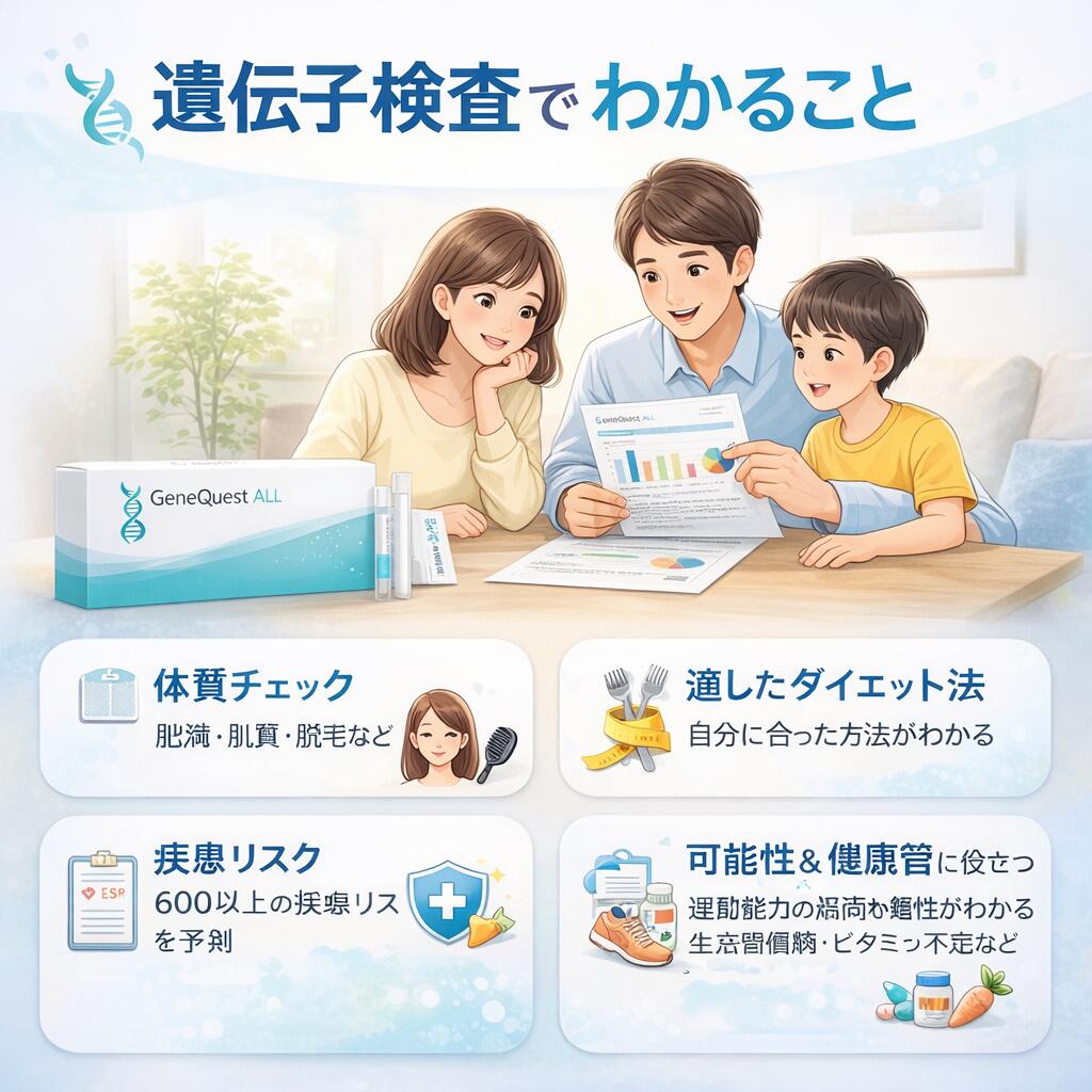 ジーンクエストALL 遺伝子検査キット 解析項目350以上 ダイエットや病気のリスクな...