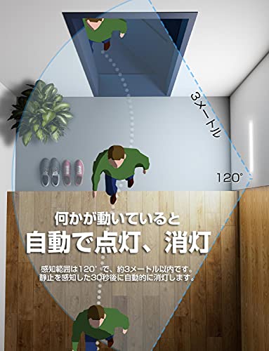 センサーライト 人感 室内 LED バーライト 超明るい 12V 40cm スリム 薄型 AC電源 100V マグネット 貼り付け型 クローゼット/台所/トイレ/足元灯/廊下/階段/玄関/寝室(6000K/昼光色) km-select-10023005 kai-shop 楽天市場店 サンプル画像2