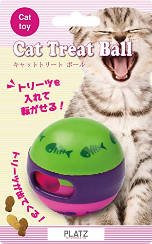 商品名：キャットトリートボールブランド名：PLATZ生産国：中国サイズ：高さ15.9cm x 幅10cm x 奥行5.7cm重量/容積：45gボールの中にトリーツやまたたびの実を入れて遊べます。穴の大きさを調節してトリーツの出てくる量を調整できます。