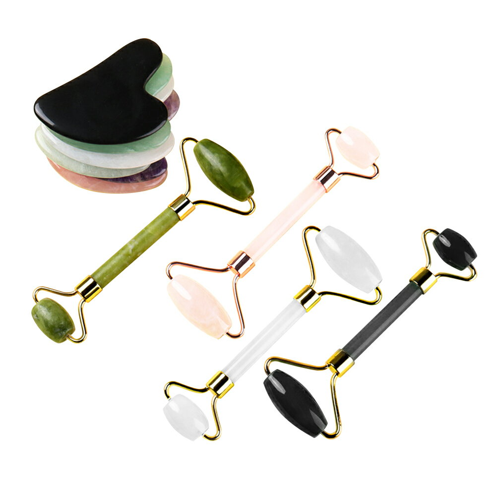 美顔ローラー 美容カッサ 美顔器 天然石 クリスタル ローズクォーツ 玉石 美容グッズ 小顔 フェイスライン ほうれい線 ゆるみ たるみ 二重あご シワ 口元 ...