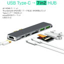 卸売B2B USB Type-C ハブ 7in1 USB3.0x2 4K 8K出力 HDMI Thunderbolt3 40Gbps PD充電 microSD SDスロット 拡張 変換 スペースグレイ MacBookに馴染むデザイン設計 3ヶ月保証