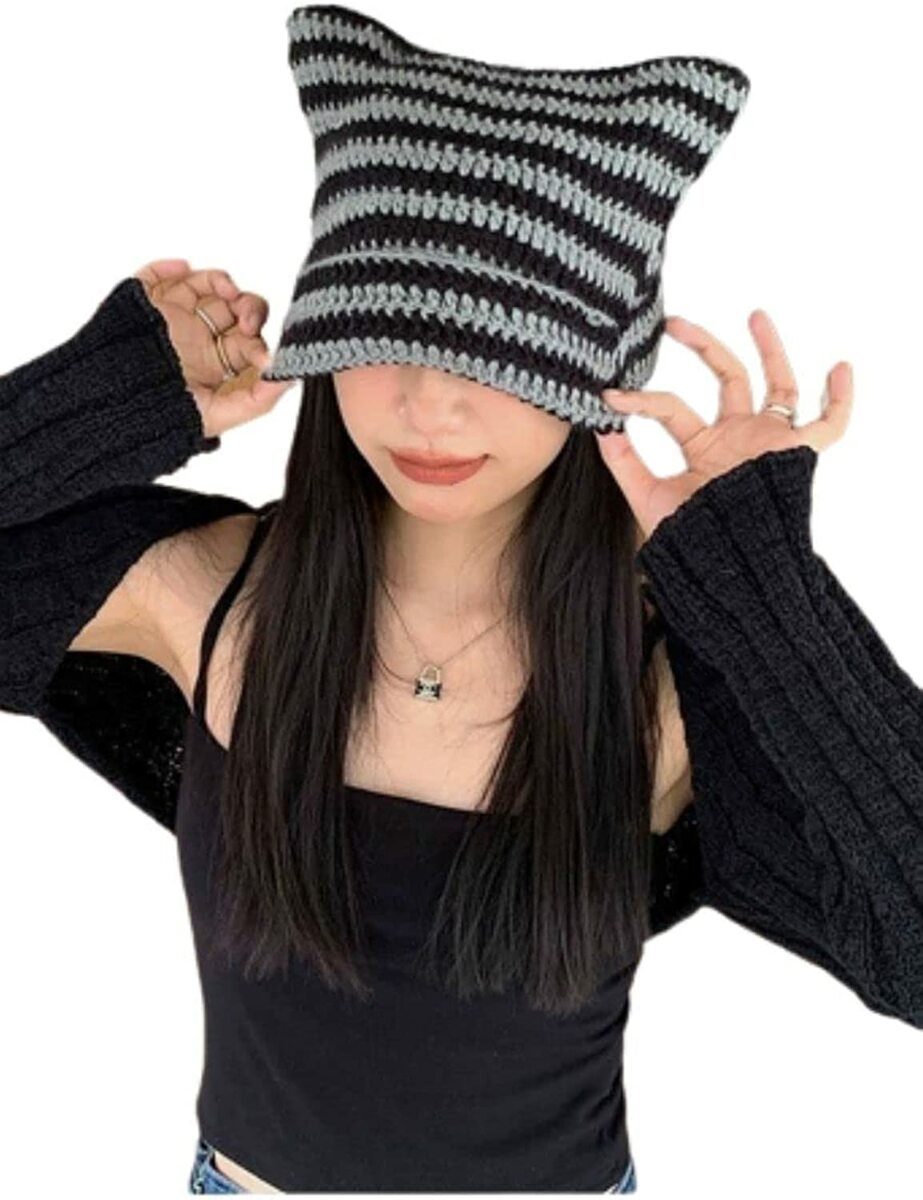 （送料無料）Bg3猫耳ニット帽 猫耳 帽子 サブカル系 y2k かわいい　地雷系ファッション　暖かい帽子