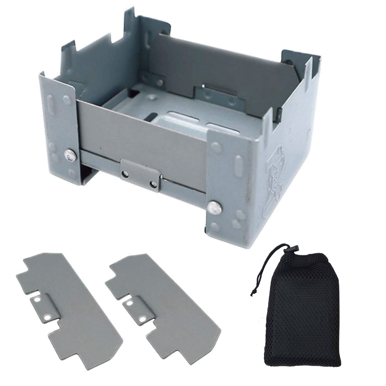 ポケットストーブ&専用風防&お得なメッシュ収納袋セット 送料無料 焚き火台 コンパクト メスティン 小さいサイズ アウトドア キャンプ