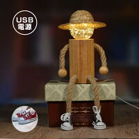 テーブルランプ アンティーク 木製 人形 ランプ USB式 全2色 おしゃれ LED 電球色 テーブルライト デスクライト ナチュラル インテリア 照明 卓上ライト レトロ 北欧 かわいい 雑貨 プレゼント