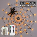 ハロウィン 電飾 蜘蛛 クモ ライト 飾り 蜘蛛の巣 光る LEDライト ネットライト イルミネーション 電池 USB 置物 お化け ハロウィン飾り かぼちゃ ...