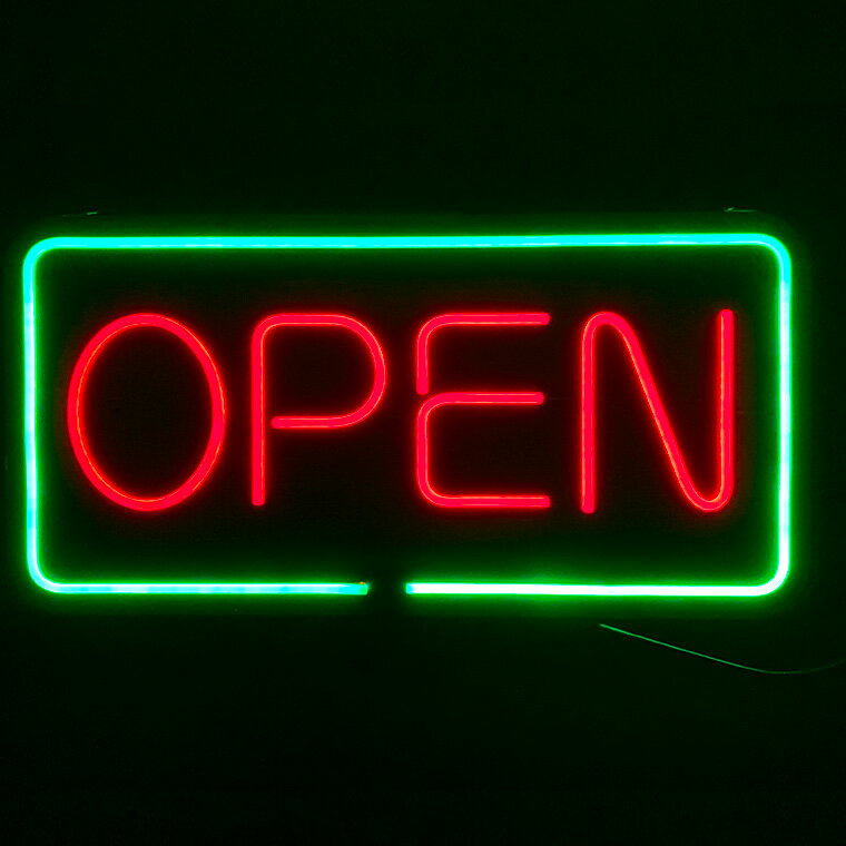 ネオンサイン オープン 25×50cm LED リモコン付属 店舗用 OPEN 営業中 看板 ネオンライト アメリカン 雑貨 おしゃれ 光る neon 壁掛け 電飾 室内 照明 文字 ライティングボード LED 屋台 カフェ 喫茶店 バー