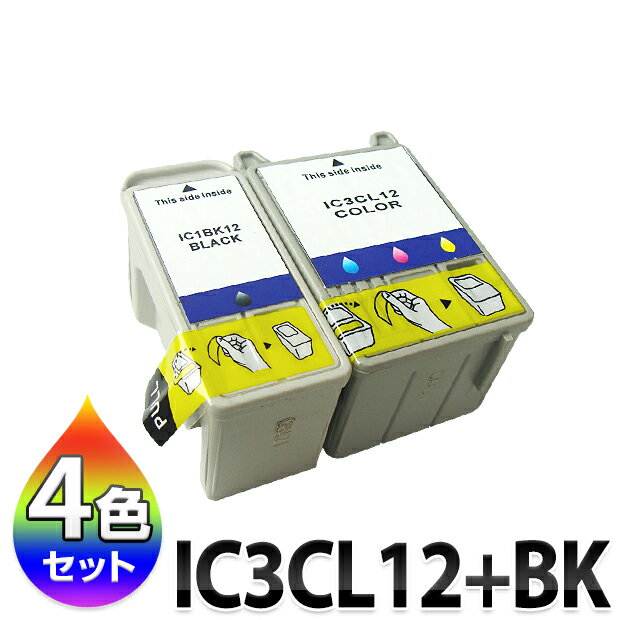  IC3CL12 + IC1BK12 ץ EPSON   IC12 ߴ 󥯡4å å Ŭ絡  CC-500L / CC-550L 