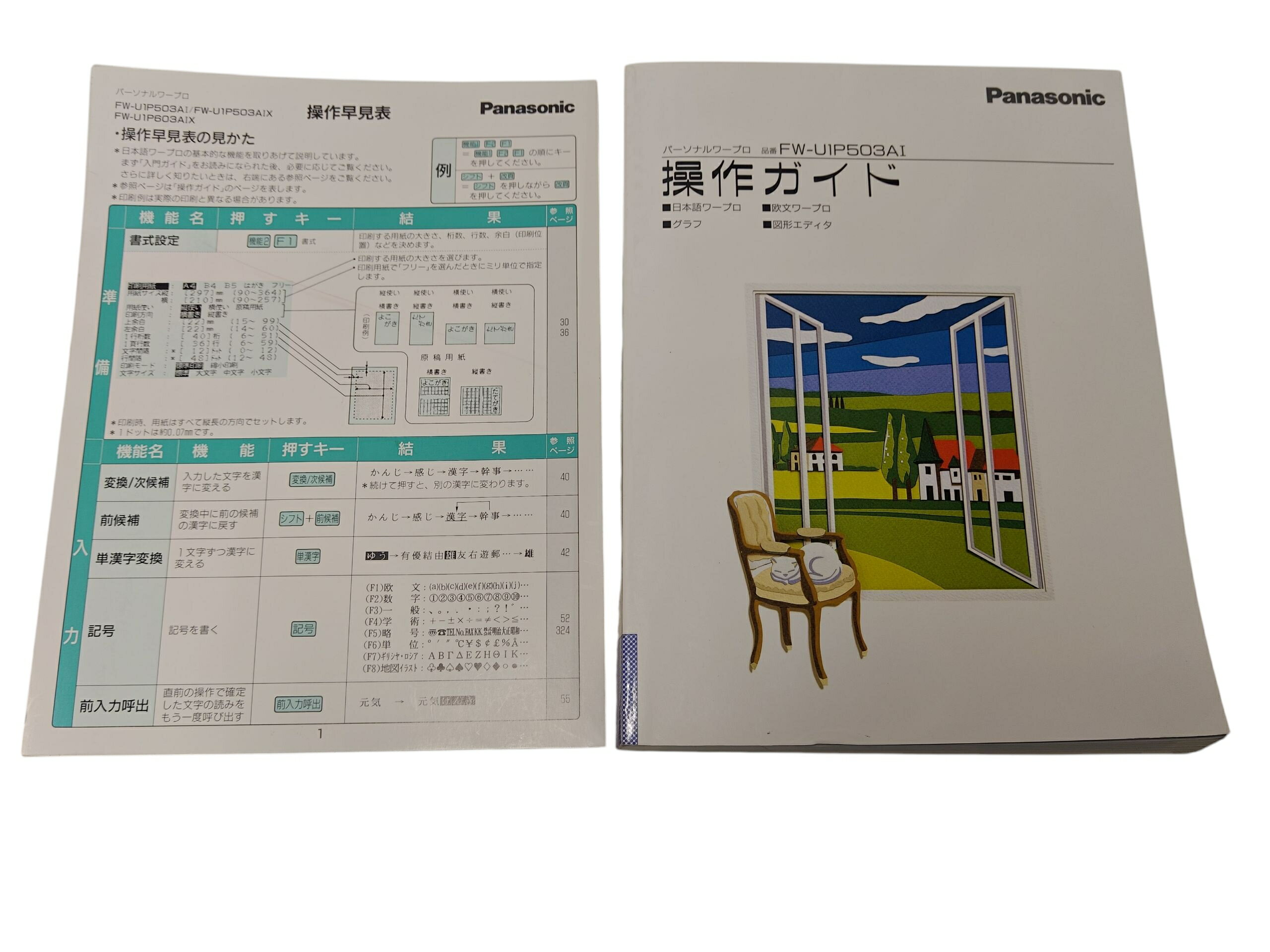 ワープロ用　説明書　PANASONIC　FW-U1P503AI　FWU1P503AI