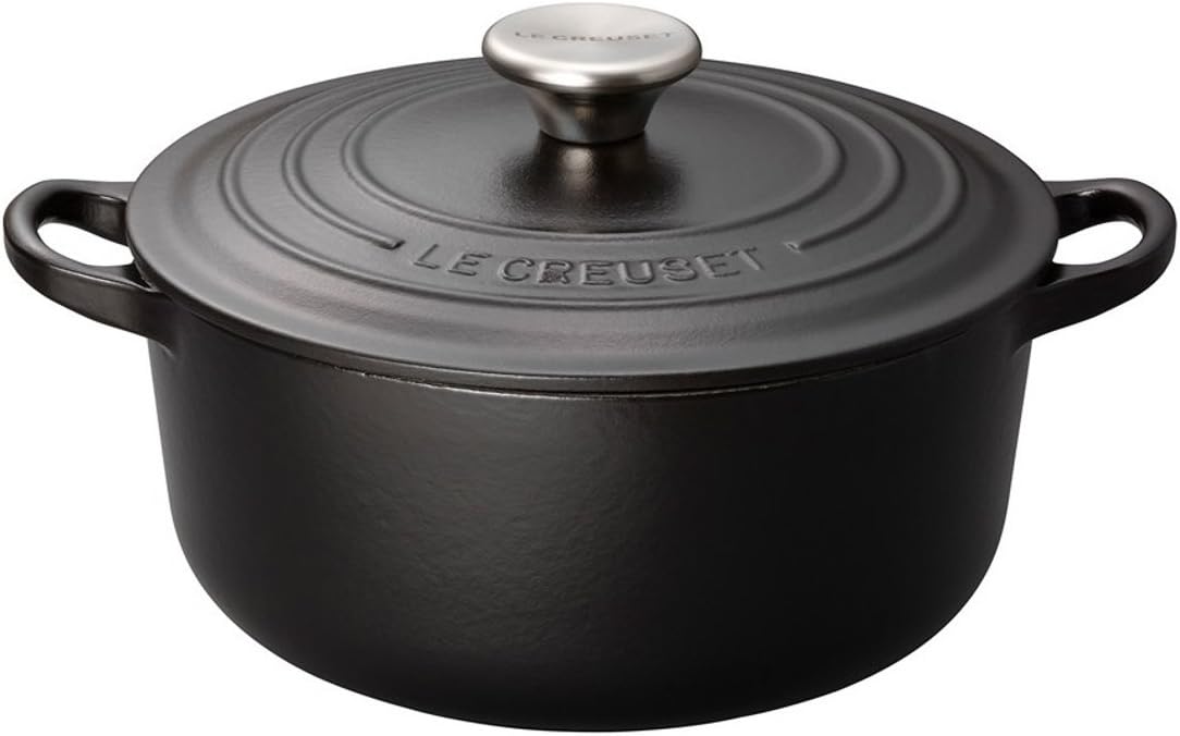 キャセロール（フタ付厚手両手型鍋） - ル・クルーゼ(Le Creuset) 鋳物 ホーロー 鍋 ココット・ロンド 22 cm マットブラック ガス IH オーブン 対応 【日本正規販売品】