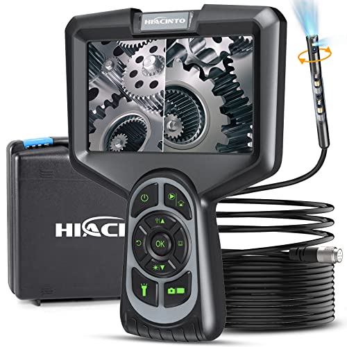 Hiacinto 360度電動回転 ファイバースコープ デジタル内視鏡 スコープカメラ 映像 直径8.0mmの工業用内視鏡 5.0インチIPSスクリーン搭載 IP68防水検査カメラ 調整可能な7つのLEDライト 5Mの半…