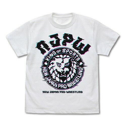 新日本プロレスリング ライオンマーク Tシャツ グリッチVer. WHITE XL 【02/16頃入荷】