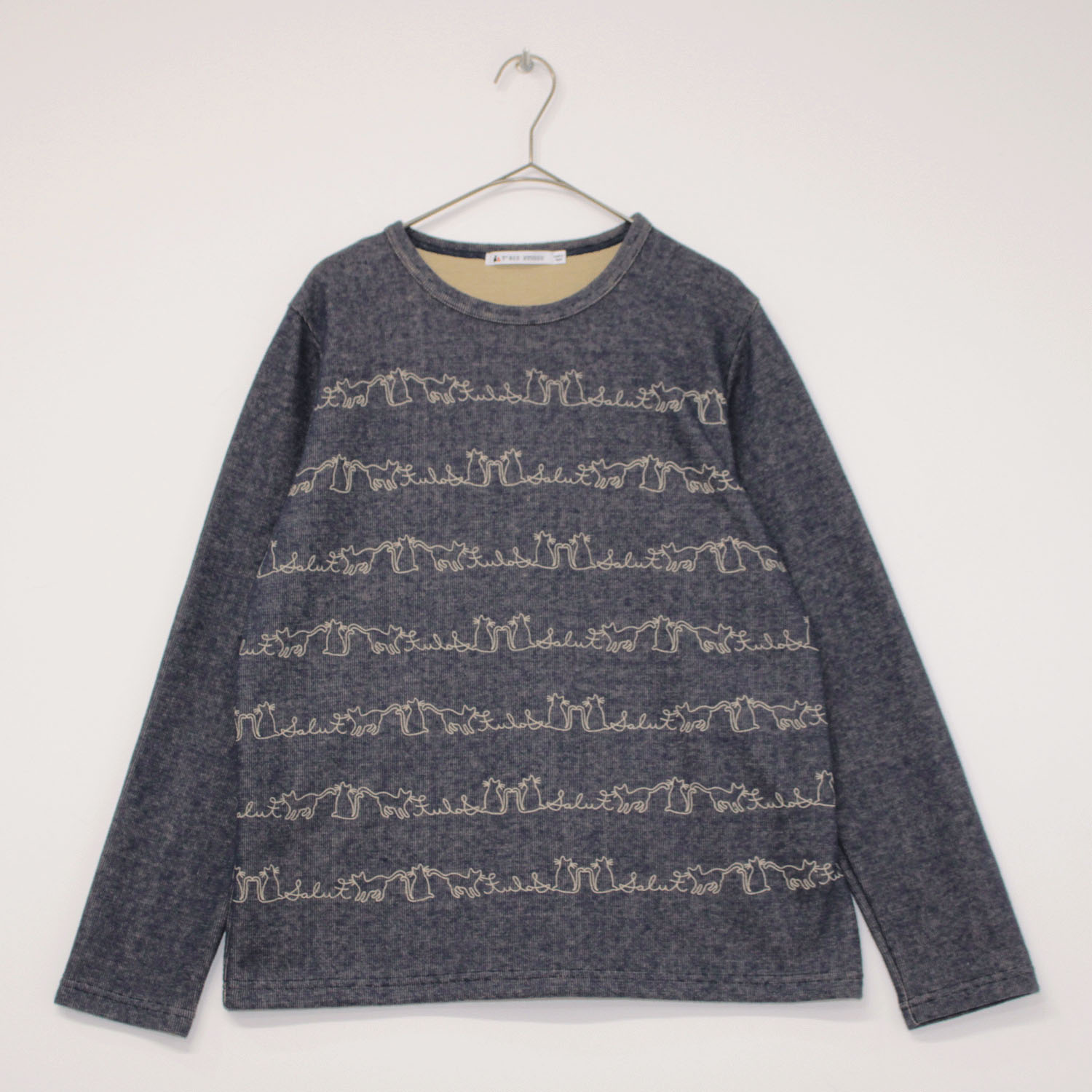 T’BIS STUDIO 長袖ネコPTWFクルーネックプルオーバー