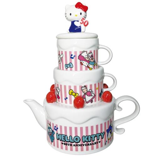 サンリオ (SANRIO) ハローキティ 50周年記念 ペア ティーセット(2人用) ケーキ型 キティーちゃん サンリオ グッズ 食器 SAN4364のサムネイル