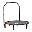 BTM 補助手すり付き トランポリン 耐荷重110kg 102cm ゴム ダイエット器具 健康器具 折りたたみ おもちゃ エクササイズ フィットネス 室内運動 あそび(4)