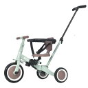 子供用三輪車 4in1 自転車 オリジナル 押し棒付き 安全バー付き キックボード おもちゃ 乗用玩具 幼児用 軽量 キッズバイク (ミント×ブラウン)