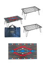 OUTDOORSHIN フィールドラック オルテガ柄 天然木製天板 マルチラック 収納ラック キャンプ アウトドアテーブル 折りたたみ テーブル 黒メッキスチール製 収納ケース付き
