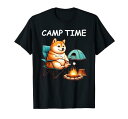 キャンプ CAMP TIME アウトドア 焚火 おもしろ 犬 柴犬好き 柴犬 名言 文字 面白い ふざけた ネタ Tシャツ