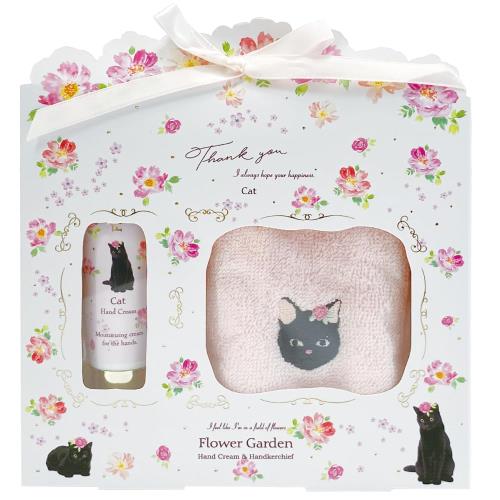コージカンパニー ハンカチ&ハンドクリームセット ロマンティックローズの香り ギフトBOX入り キャット 30ml 172562
