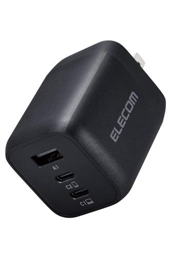 エレコム 充電器 65W USB PD対応 3ポート Type-C USB-A 【 iPhone 16 15 14 iPad Macbook Air ノートPC】 ブラック EC-AC4465BK