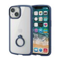 エレコム iPhone 14 / 13 ケース カバー リング付き 耐衝撃 衝撃吸収 TOUGH SLIM LITE 全周配置のエアクッションが衝撃を吸収 ストラップホール付き フレームカラー(ネイビー) クリア PM-A22ATSLFCRNV