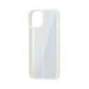 エレコム iPhone 14 / 13 ケース カバー 耐衝撃 オーロラ ストラップホール付き フレーム色(ホワイト) クリア PM-A22AHVCAWH