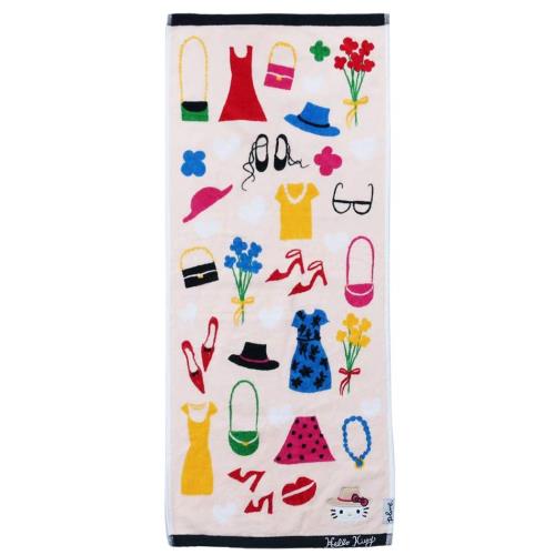 丸眞 フェイスタオル Plune.×ハローキティ 34×80cm カラフルファッション 2965002200