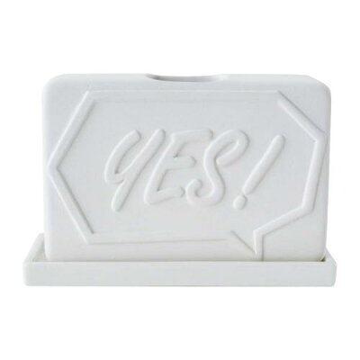 アンドエヌイー(&NE) ポタリー加湿器 YES/NO ホワイト 幅14cm×奥行5.5cm×高さ10cm 小型 持ち運び 卓上 インテリア 静音 コードレス 自然気化式 エコ NDL-109-YN