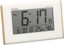 セイコークロック(Seiko Clock) 目覚まし時計 電波 デジタル カレンダー 温度 湿度 表示 薄茶 木目 模様 SQ771B SEIKO ホワイト
