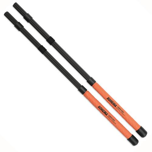 ROHEMA Carbon Rods は9 本のカーボンファイバーロッドを使用してスプルース材の芯を中心に束ねたロッズです 太さ：先端部 12mm、グリップ部 15mm、長さ：405mm 素材を組み合わせることで重量が軽減 カーボンファイバープラスチックを使用しているため他の木製のものに比べて耐久性に優れています シンバルの音は倍音が豊かでより鮮明なサウンドが演出可能です