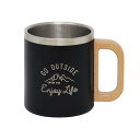 キャプテンスタッグ(CAPTAIN STAG) アウトドア コップ マグカップ マグ カップ タンブラー ダブルステンレス 中空断熱 保温・保冷 350ml 木柄 ブラック モンテ UH-2025