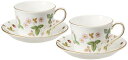 【正規輸入品】ウェッジウッド ボーンチャイナ ワイルドストロベリー ペア コーヒーカップ & ソーサー (デルフィ) 結婚祝い プレゼント 1053377