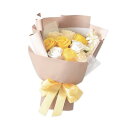 ポピー名古屋 ソープフラワー シャボンフラワー 造花 ギフト プレゼント 9輪ブーケ バラ 花束 約 30cmペーパーバッグ付き S-139 イエロー