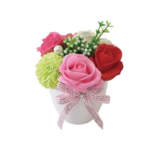 ポピー名古屋 ソープフラワー シャボンフラワー 造花 ギフト プレゼント フラワーポット バラ 陶器 約1..
