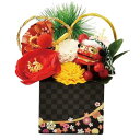 ポピー名古屋 ソープフラワー 造花 シャボンフラワー 造花 ギフト プレゼント 正月 フラワーボックス 椿 菊 約15cm 玄関 正月飾り 新春 獅子舞 SBL-224 Sサイズ