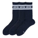 ニューエラ クルーソックス SOCKS CREW LINE 3PAIRS NAVY ネイビー