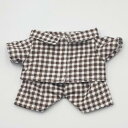 ジートリガー(G triger) ぬいぐるみ用パジャマ ぬい服 10cm 15cm ぬい用きぐるみ シャツ パンツ 推し色 ぬい活 チェック ブラウン 茶色
