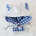 ぬい服 ぬいぐるみ用ギンガムチェック猫耳パーカー 10cm用 推し活グッズ グレー 品