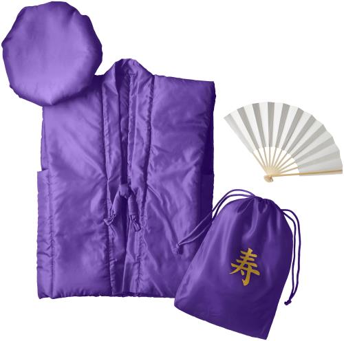 コトブキニッキ ご長寿5点セット ちゃんちゃんこ赤 ちゃんちゃんこ 紫 古希 喜寿 傘寿 米寿 敬老の日 父の日 60歳 祝着 パーティー TYA01 F