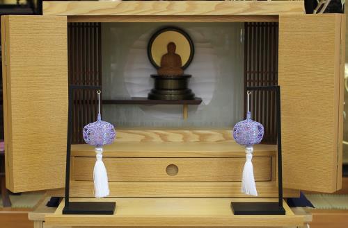 木下水引(Kinoshitamizuhiki) お盆飾り 盆飾り 盆提灯 提灯 水引仏壇用提灯「仏縁郷」紫苑(飾り台付)