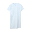 チャンピオン シャツワンピ 半袖 丸首 COTTON USA スクリプトロゴ刺繍 Relax Fit ワンピースドレス ウィメンズベーシック CW-X339 ペールサックス