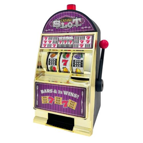 デジタルランド スロット貯金箱 ゴールド 電動スロットバンク おもしろ貯金箱 コインバンク 貯金ゲーム 玩具 スロットマシン型 貯金箱 プレゼント 単三乾電池×2本（別売）